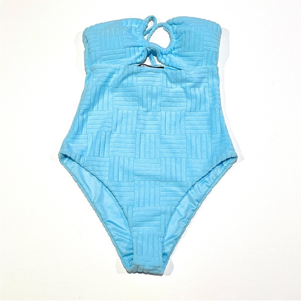 Beach Riot Light Blue Textured One-Piece Swimsuit - Picture 4 of 7